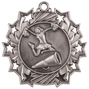 2 1/4″ Antique Silver Cheer Ten Star Medal
