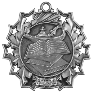 2 1/4″ Antique Silver Reading Ten Star MEdal