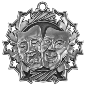 2 1/4″ Antique Silver Drama Ten Star Medal