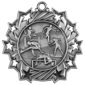2 1/4″ Antique Silver Track & Field Ten Star Medal