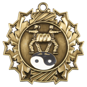 2 1/4″ Antique Gold Martial Arts Ten Star Medal