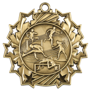 2 1/4″ Antique Gold Track & Field Ten Star Medal