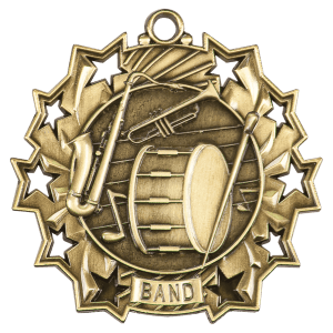 2 1/4″ Antique Gold Band Ten Star Medal