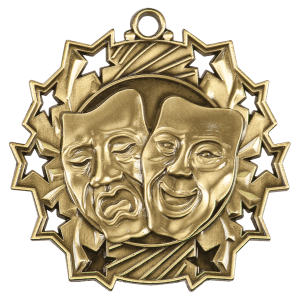 2 1/4″ Antique Gold Drama Ten Star Medal