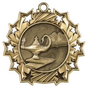 2 1/4″ Antique Gold Graduate Ten Star Medal