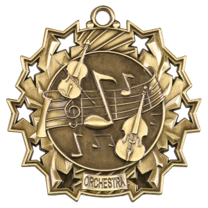 2 1/4″ Antique Gold Orchestra Ten Star Medal