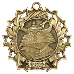 2 1/4″ Antique Gold Reading Ten Star Medal