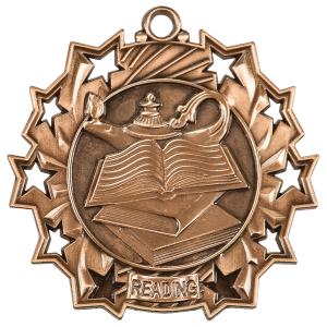 2 1/4″ Antique Bronze Reading Ten Star Medal