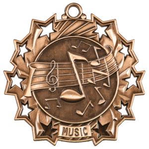 2 1/4″ Antique Bronze Music Ten Star Medal