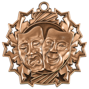 2 1/4″ Antique Bronze Drama Ten Star Medal