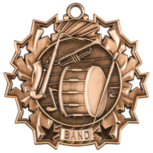 2 1/4″ Antique Bronze Band Ten Star Medal
