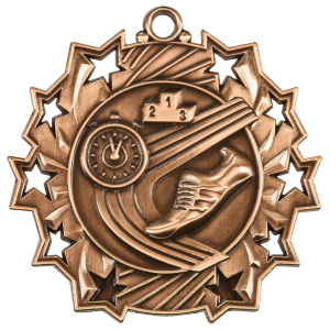 2 1/4″ Antique Bronze Track Ten Star Medal
