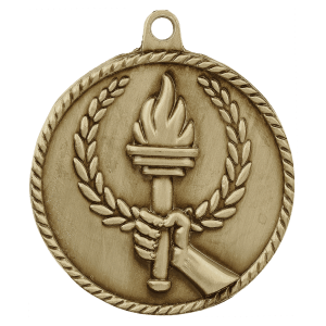 2″ Antique Gold Torch High Relief Medal