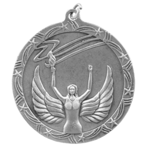 2 1/2″ Antique Silver Victory Shooting Star Medal