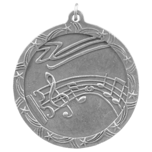 2 1/2″ Antique Silver Music Shooting Star Medal