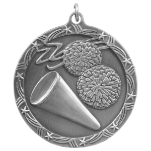 2 1/2″ Antique Silver Cheer Shooting Star Medal
