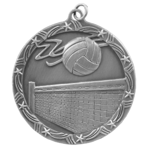 2 1/2″ Antique Silver Volleyball Shooting Star Medal
