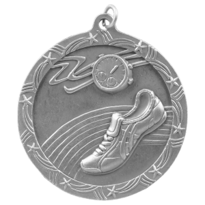 2 1/2″ Antique Silver Track Shooting Star Medal