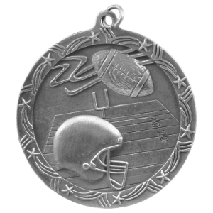 2 1/2″ Antique Silver Football Shooting Star Medal