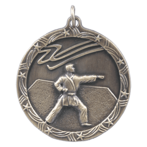 1 3/4″ Antique Gold Martial Arts Shooting Star Medal
