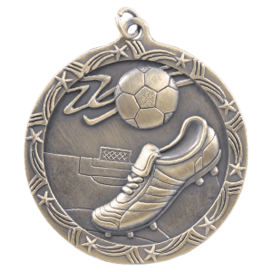 2 1/2″ Antique Gold Soccer Shooting Star Medal