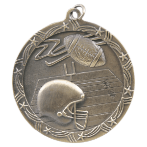 2 1/2″ Antique Gold Football Shooting Star Medal