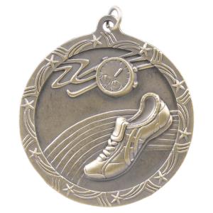 2 1/2″ Antique Gold Track Shooting Star Medal