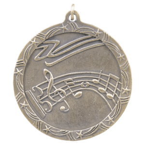 2 1/2″ Antique Gold Music Shooting Star Medal