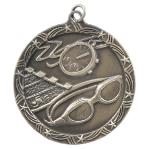 2 1/2″ Antique Gold Swimming Shooting Star Medal