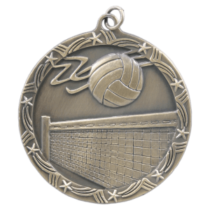 2 1/2″ Antique Gold Volleyball Shooting Star Medal