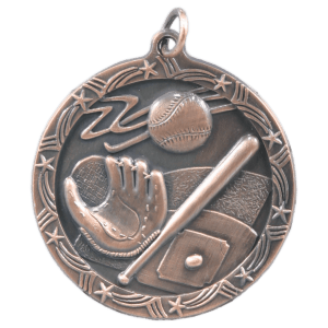 1 3/4″ Antique Bronze Baseball/Softball Shooting Star Medal