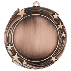 2 3/4″ Antique Bronze Swirling Star 2″ Insert Holder Medal