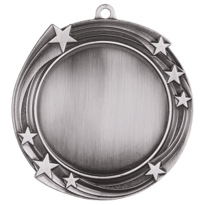 2 3/4″ Antique Silver Swirling Star 2″ Insert Holder Medal