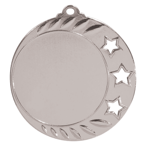 2 3/4″ Bright Silver 3-Star 2″ Insert Holder Medal