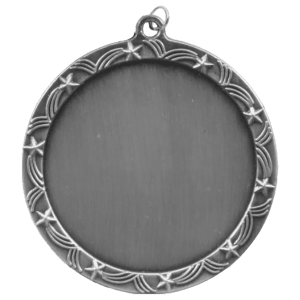 2 1/2″ Antique Silver Stars 2″ Insert Holder Medal