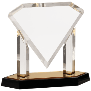 9 1/2″ Gold Floating Diamond Acrylic