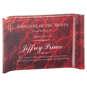 6″ x 4″ Red Marbleized Acrylic Crescent