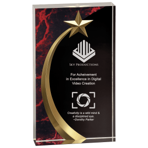 7 3/4″ Red Marble Square Shooting Star Acrylic