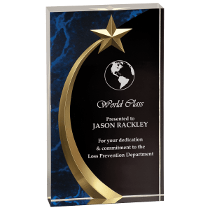7 3/4″ Blue Marble Square Shooting Star Acrylic