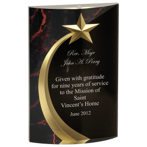 6 3/4″ Red Marble Rounded Shooting Star Acrylic
