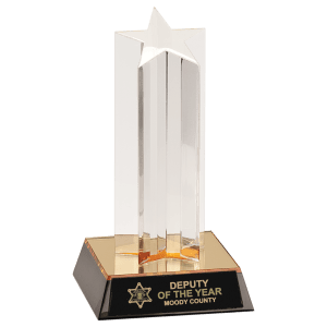 7″ Clear Single Star Column Acrylic with Gold/Black Base