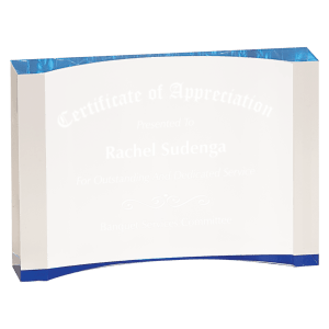 5″ x 3 1/2″ Blue 1″ Thick Acrylic Crescent