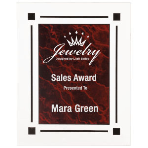 7″ x 9″ Red Marble Acrylic Clear Plaq