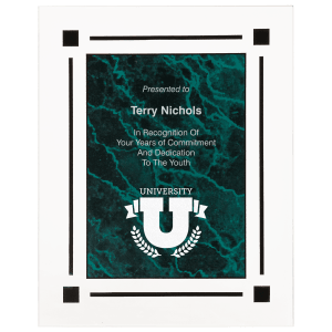 9″ x 11″ Green Marble Acrylic Clear Plaq