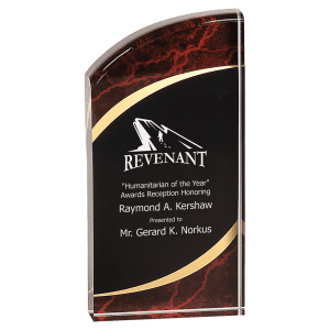 3 1/2″ x 7″ Red Marble Rounded Acrylic