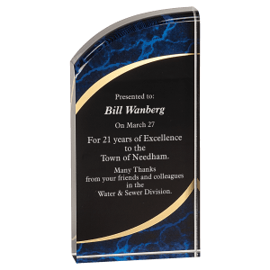 3 1/2″ x 7″ Blue Marble Rounded Acrylic