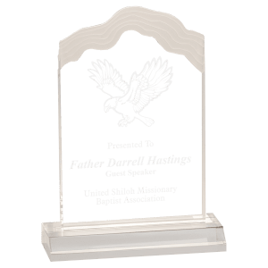 5″ x 8″ Clear Frosted White Cap Edge Acrylic with 6″ Base