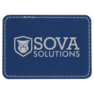 3 1/2″ x 2 1/2″ Blue/Silver Laserable Leatherette Rectangle Patch with Kota Pro Adhesive