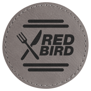 2 1/2″ Gray Laserable Leatherette Round Patch with Kota Pro Adhesive