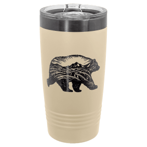 Polar Camel 20 oz. Warm Sand/Ghost Black ION-Plated Ringneck Tumbler with Slider Lid